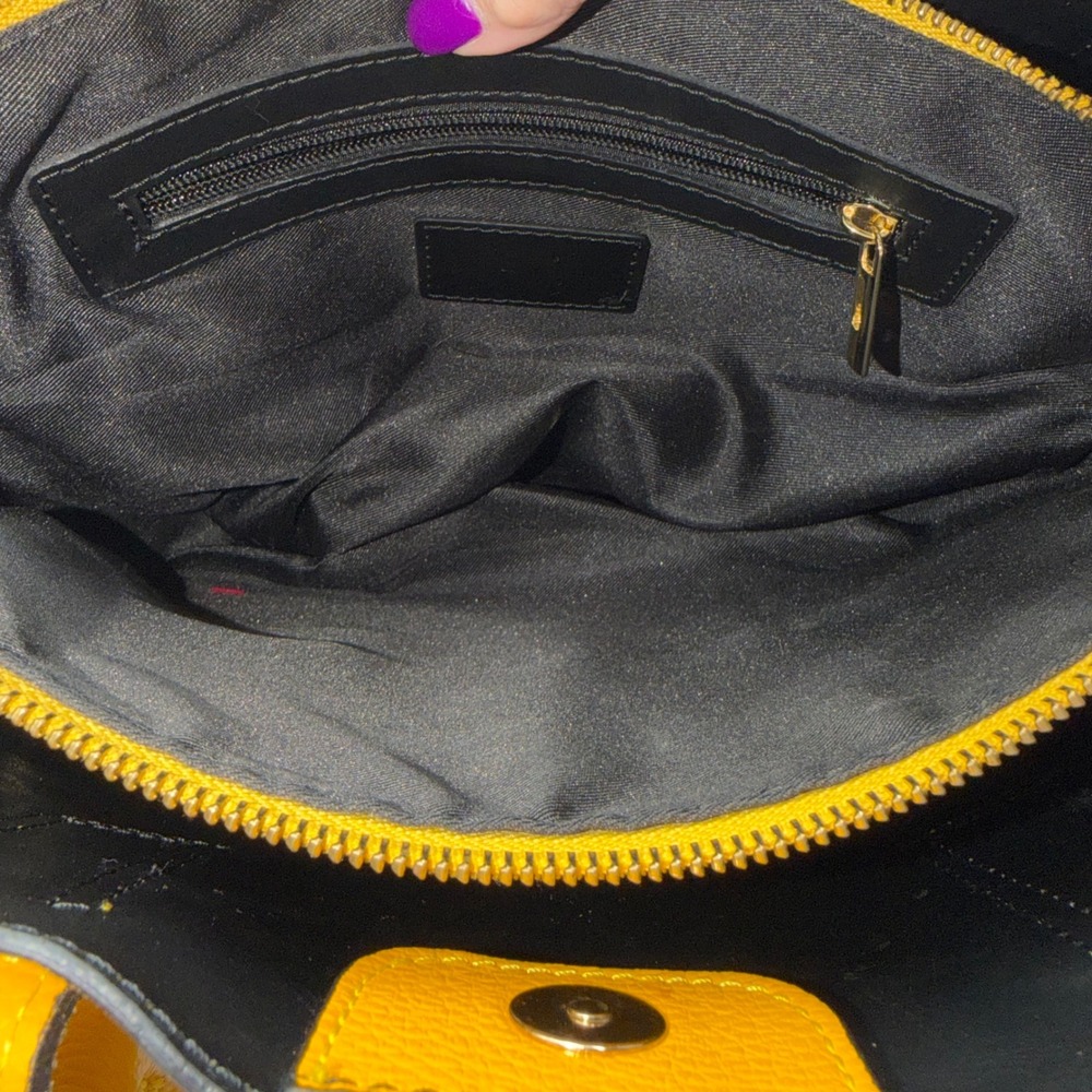 Luana Ferracuti Yellow Pebbled Leather Satchel Bag Made in Italy Crossbody - Picture 13 of 13
